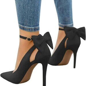 Women's Faux Suede D'Orsay Pumps 4-inch High Heels Ankle Strap Sandals